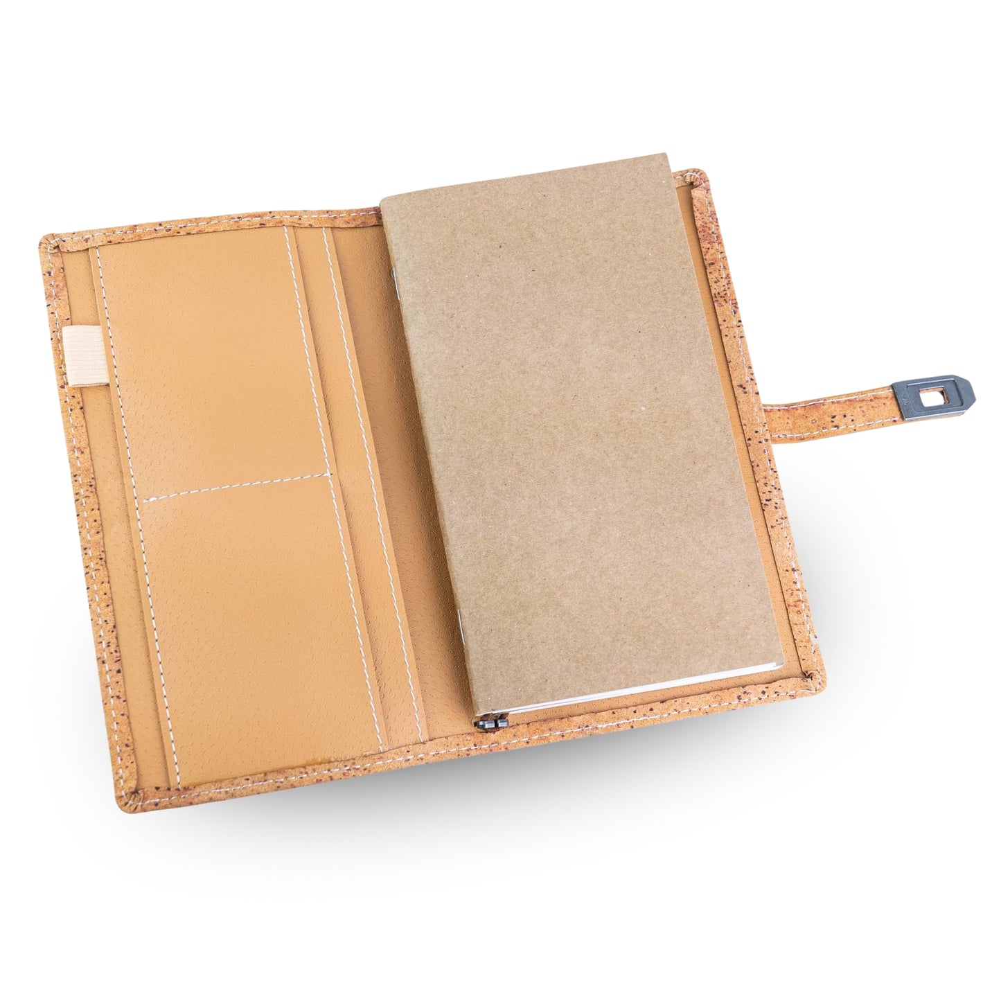 Natural Cork Travel Notebook with Metal Lock – Vegan Journal OrganizerL-1203