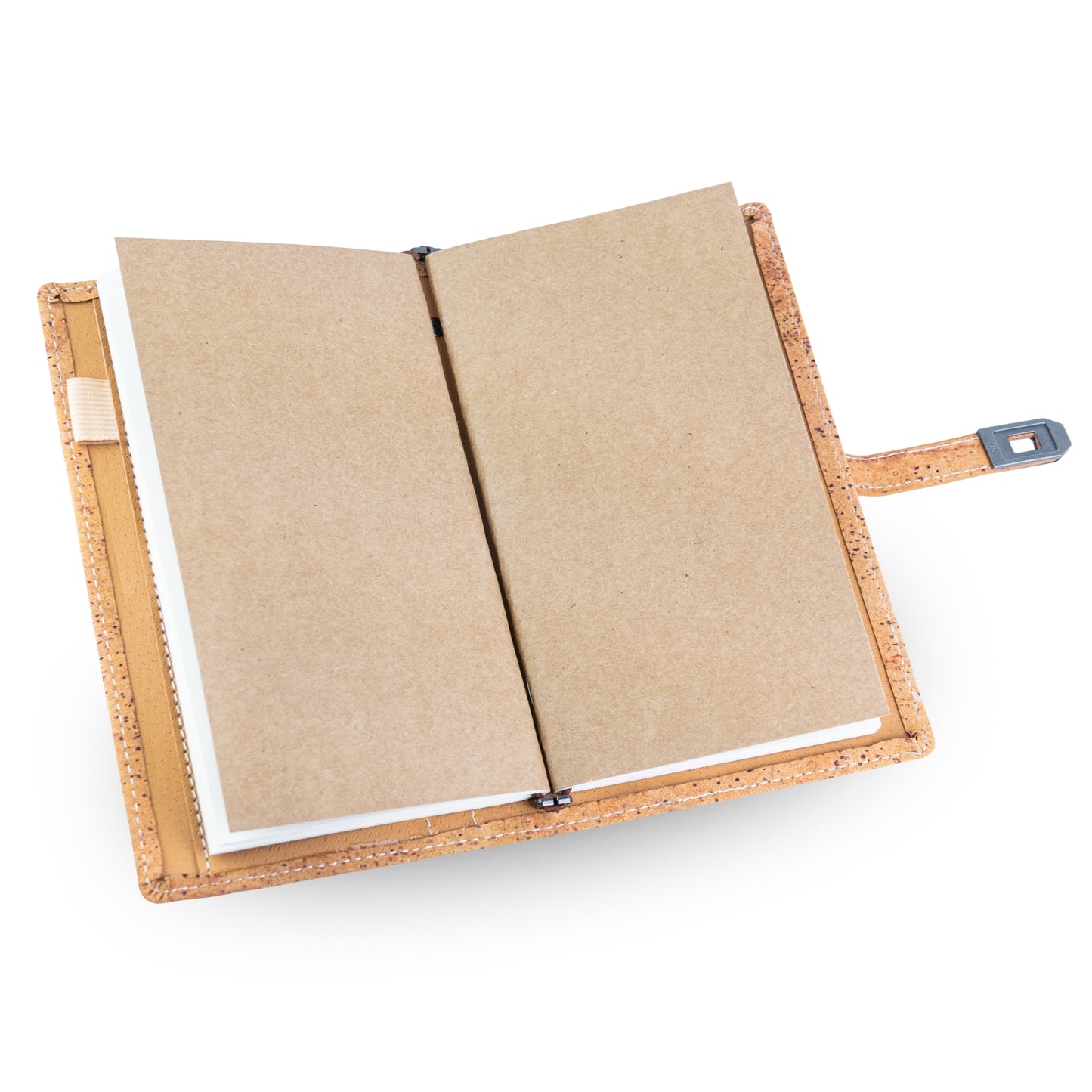 Natural Cork Travel Notebook with Metal Lock – Vegan Journal OrganizerL-1203