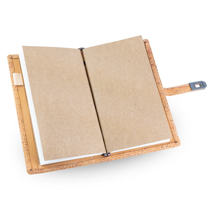 Natural Cork Travel Notebook with Metal Lock – Vegan Journal OrganizerL-1203