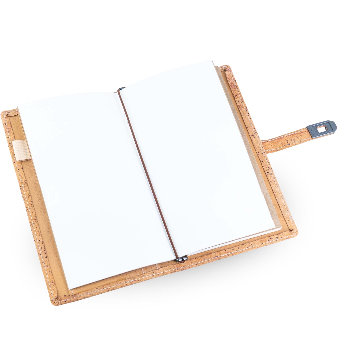 Natural Cork Travel Notebook with Metal Lock – Vegan Journal OrganizerL-1203