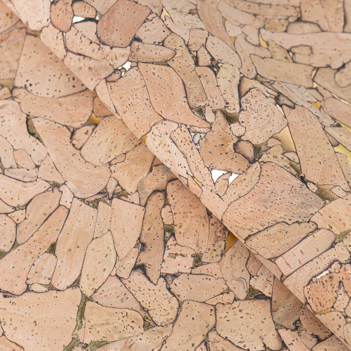 Rustic Natural Cork Fabric with Gold Accents – 2026NEW GENERATION BACKING COF-803