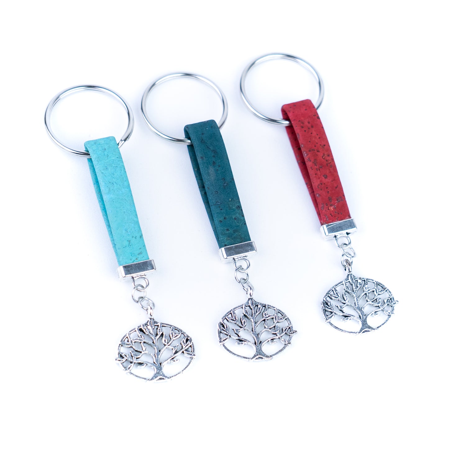 Portuguese Handmade Cork Keychains – Tree of Life Series (10-Pack Mixed Colors) I-006-MIX-10