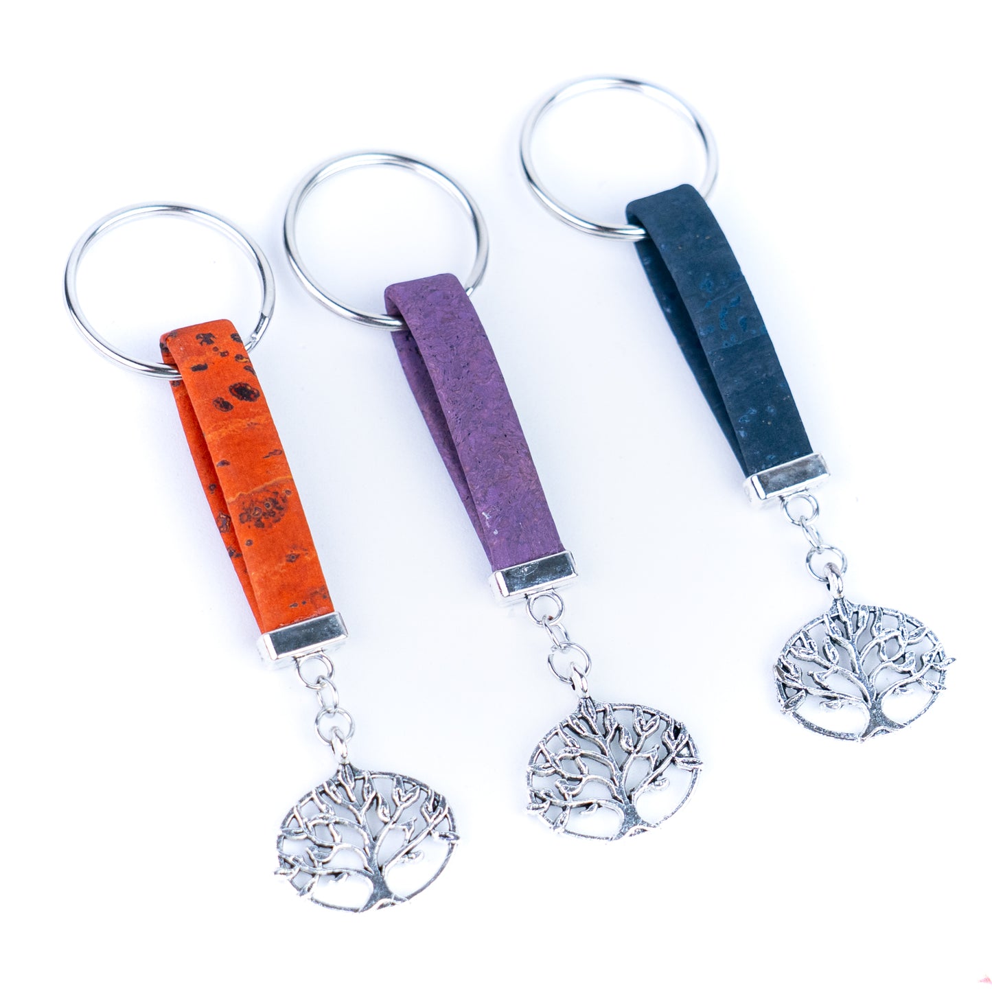 Portuguese Handmade Cork Keychains – Tree of Life Series (10-Pack Mixed Colors) I-006-MIX-10