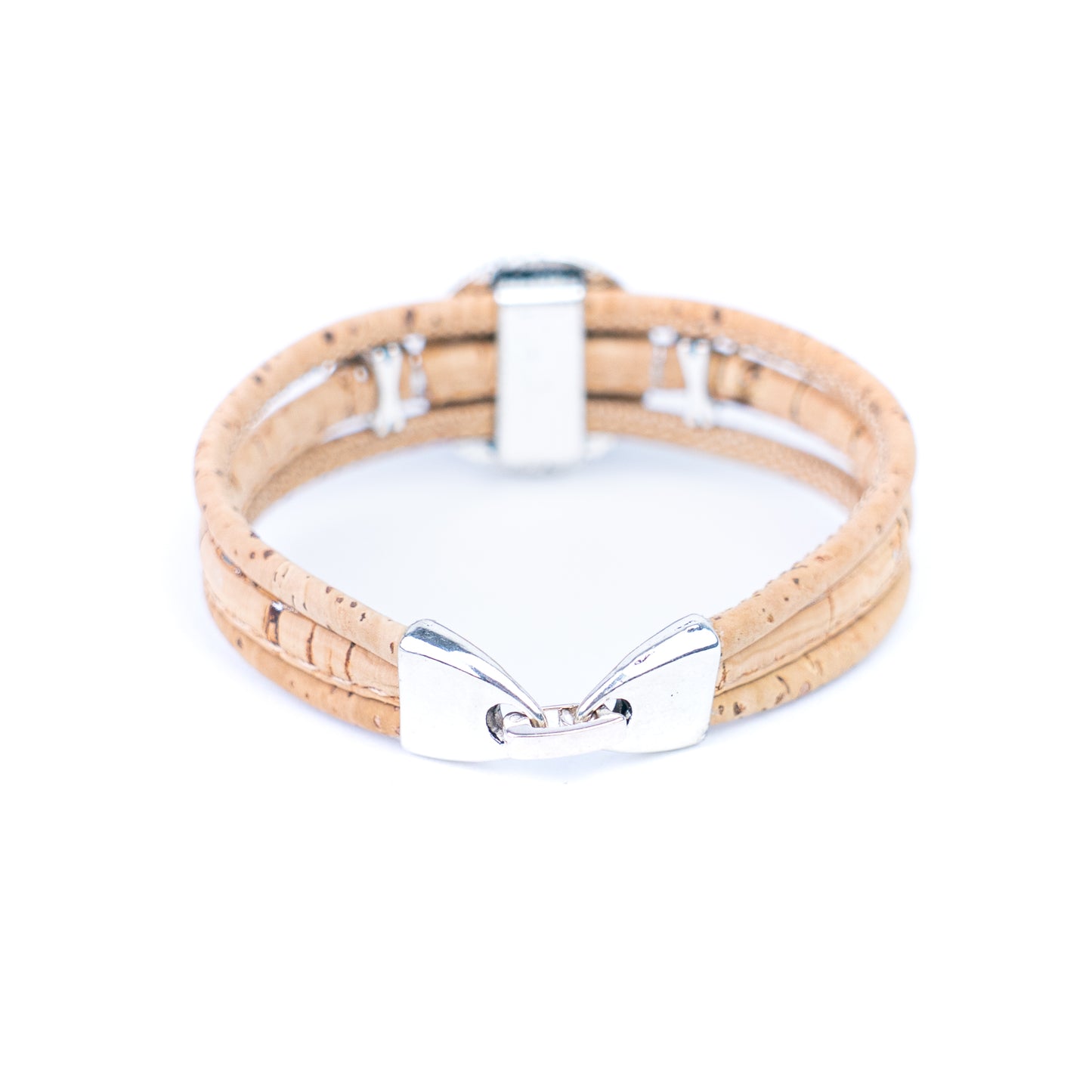 Portuguese handmade cork bracelet | Round colorful patterned ornament | Multi-strand cork design | Alloy fittingsBR-444-MIX-5-random