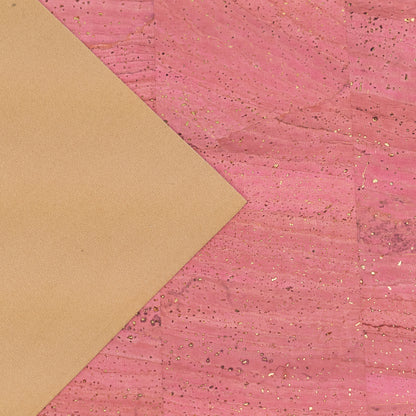 Dusty Rose Natural Cork Fabric with Gold Accents – 2026NEW GENERATION BACKING COF-818