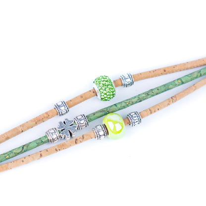 Portuguese Handmade Cork Bracelet | Ceramic Beads & Rhinestone Beads | Colored Cork Thread | 5-Pack  BR-426-MIX-5