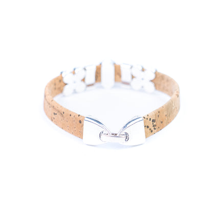 Natural Cork Bracelet | Mixed Color Transparent Decorative Patches | 10mm Flat Cork Thread | Handmade BR-414-MIX-5（random）