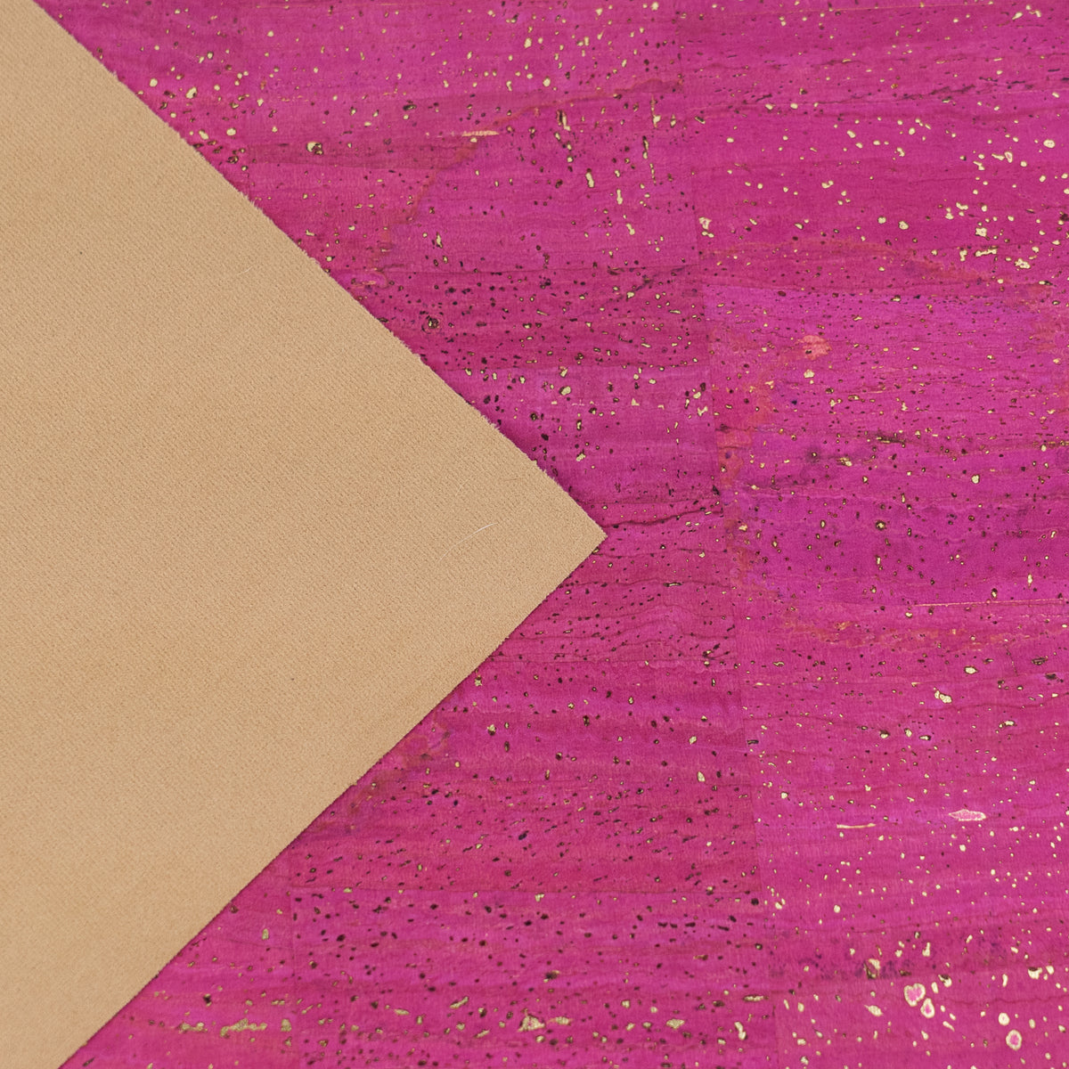 Fuchsia Natural Cork Fabric with Gold Accents – 2026NEW GENERATION BACKING COF-816