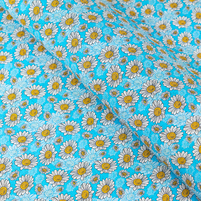 Blue Daisy Cork Fabric COF-645