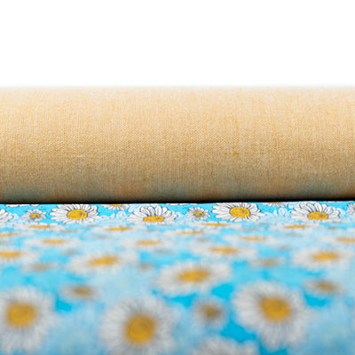 Blue Daisy Cork Fabric COF-645