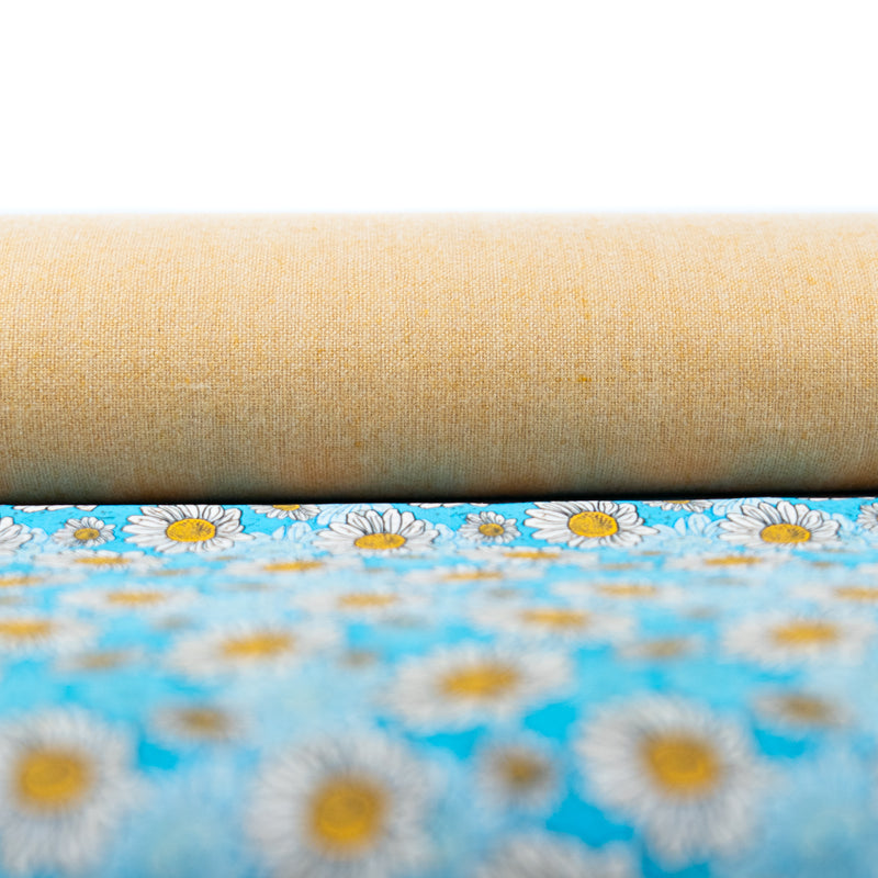 Blue Daisy Cork Fabric COF-645
