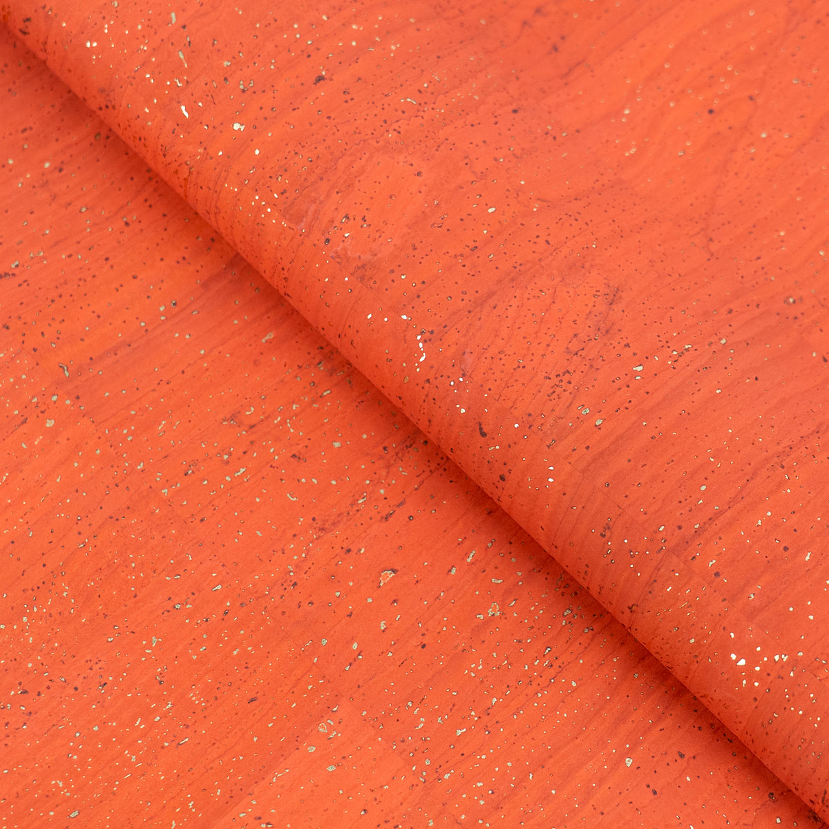 Coral Orange Natural Cork Fabric with Gold Accents – 2026NEW GENERATION BACKING COF-822