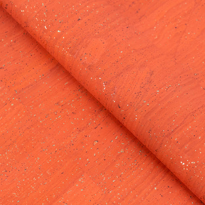 Coral Orange Natural Cork Fabric with Gold Accents – 2026NEW GENERATION BACKING COF-822