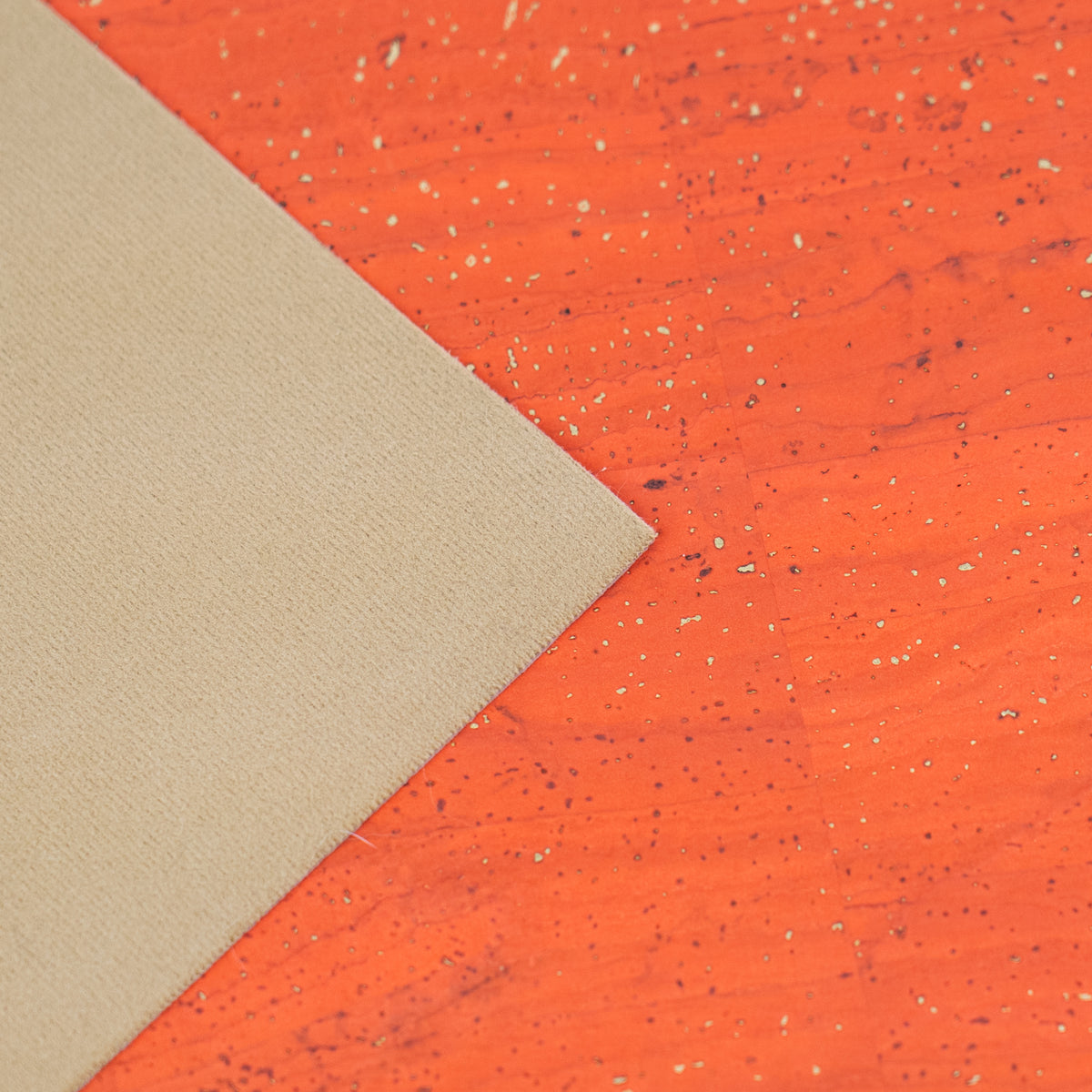 Coral Orange Natural Cork Fabric with Gold Accents – 2026NEW GENERATION BACKING COF-822