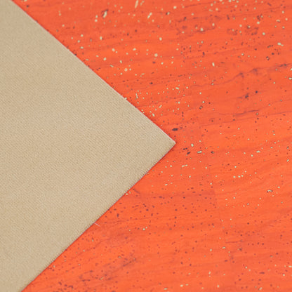 Coral Orange Natural Cork Fabric with Gold Accents – 2026NEW GENERATION BACKING COF-822