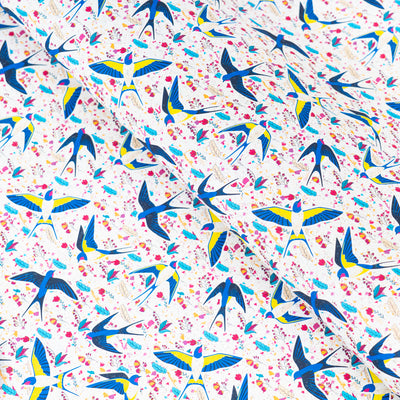 Swallow and Flowers Cork Fabric COF-648