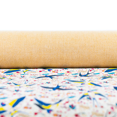 Swallow and Flowers Cork Fabric COF-648