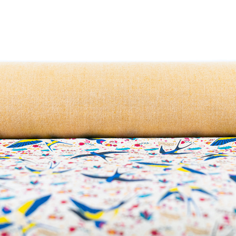 Swallow and Flowers Cork Fabric COF-648