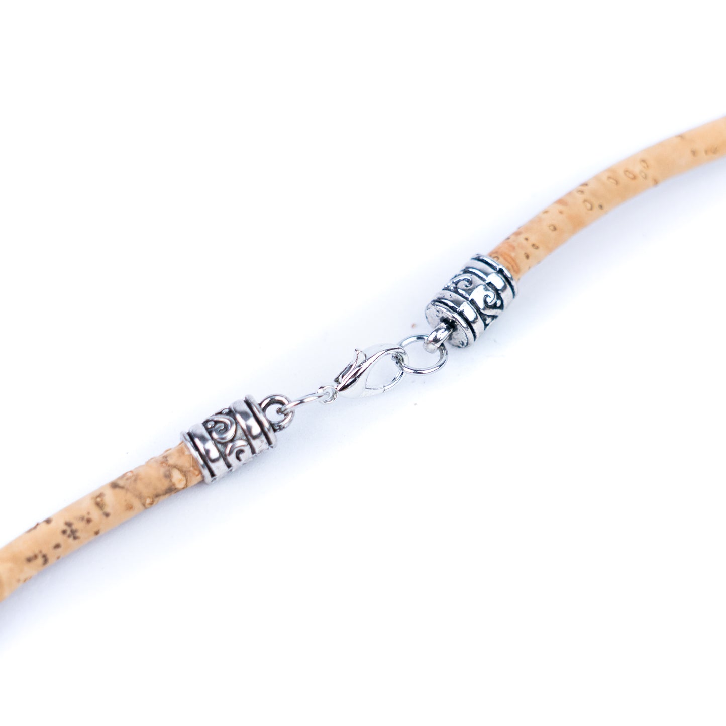 Portuguese Handmade Cork Necklace | Round Colored Pattern Applique | Natural Cork Thread N-98-MIX-3-RANDOM