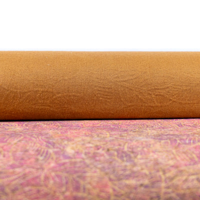 Embossed Cork Fabric – Pink & Purple Fern Leaf Pattern COF-649