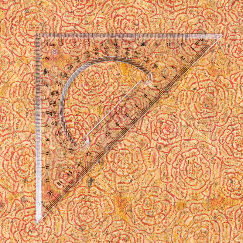 Embossed Rose Pattern Cork Fabric Beige & Red Tones COF-643