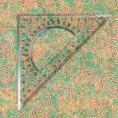 Embossed Rose Pattern Cork Fabric Green & Pink Tones COF-642
