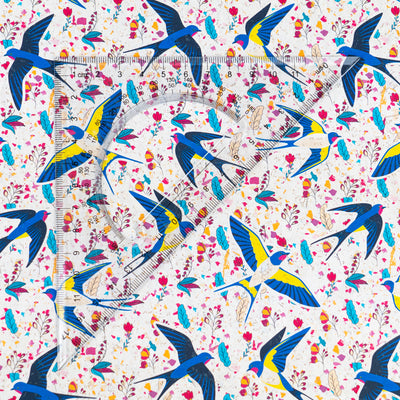 Swallow and Flowers Cork Fabric COF-648