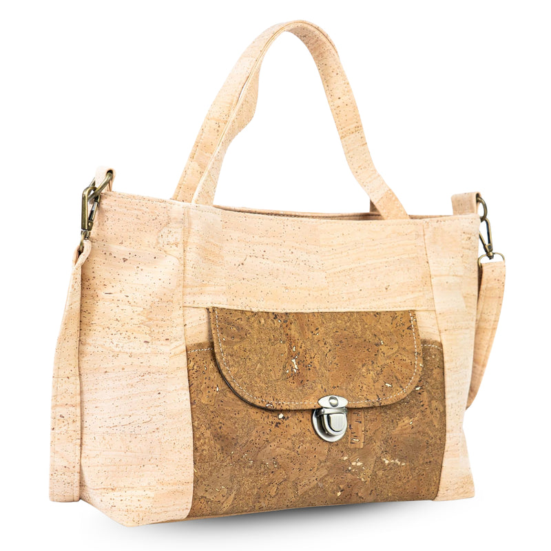 Natural Cork Handbag | Vegan Shoulder Bag with Front Pocket BAGP-317