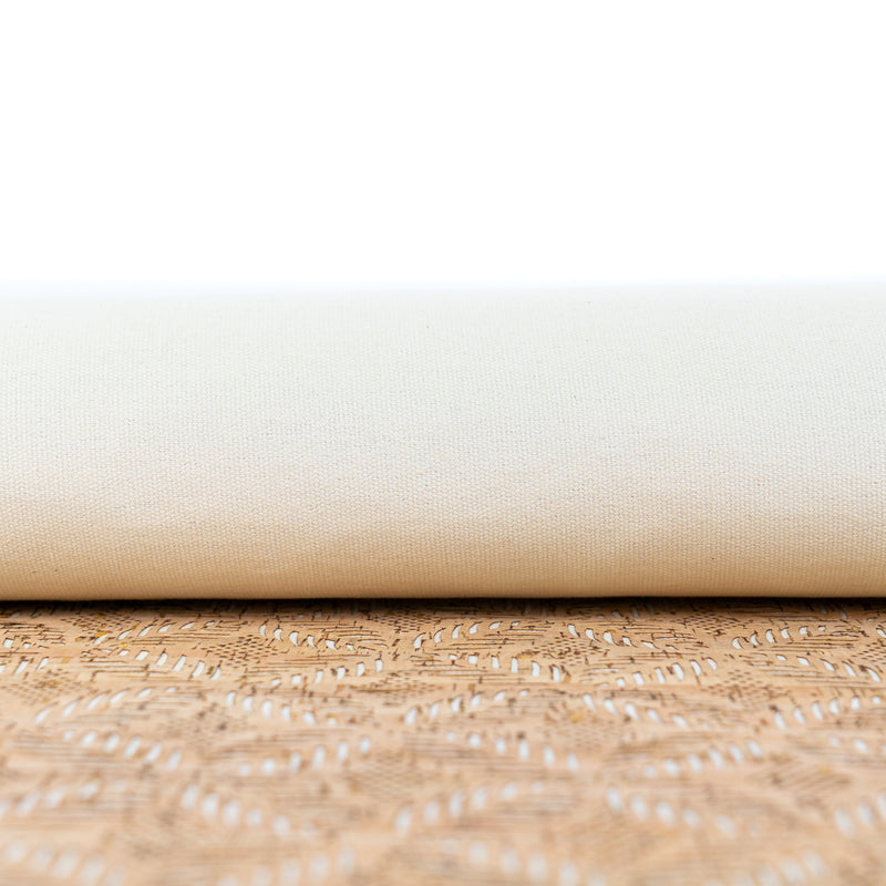 Natural Cork Fabric with White Geometric Cut-Out Pattern COF-663