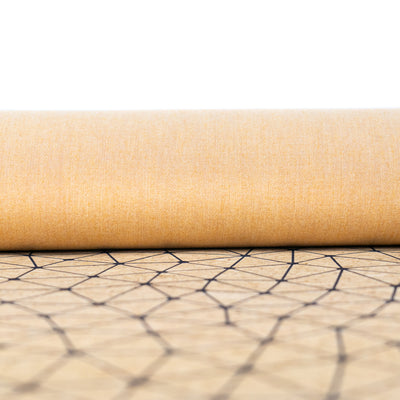 Natural Cork Fabric with Fine Black Geometric Pattern COF-664
