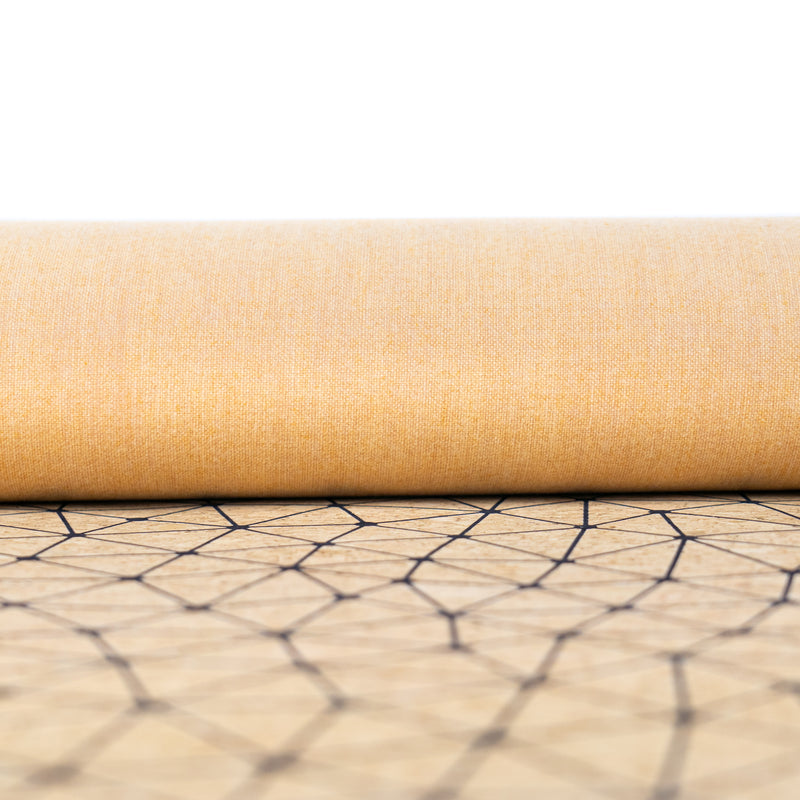 Natural Cork Fabric with Fine Black Geometric Pattern COF-664