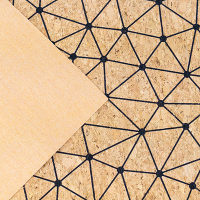 Natural Cork Fabric with Fine Black Geometric Pattern COF-664