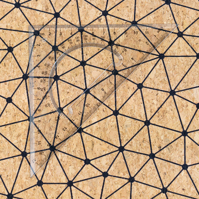 Natural Cork Fabric with Fine Black Geometric Pattern COF-664