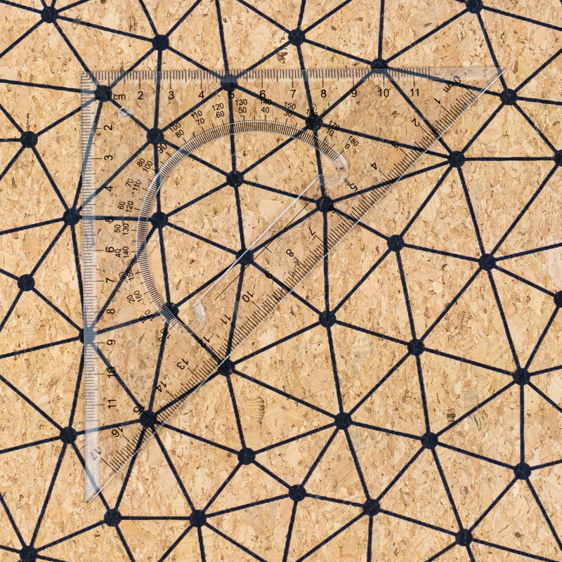 Natural Cork Fabric with Fine Black Geometric Pattern COF-664