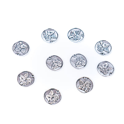 10pcs round pendants with angel patterns, suitable for all kinds of jewelry DIY production D-3-552