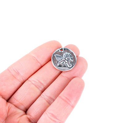 10pcs round pendants with angel patterns, suitable for all kinds of jewelry DIY production D-3-552