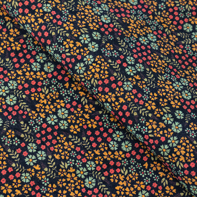 Dark Floral Cork Fabric COF-662