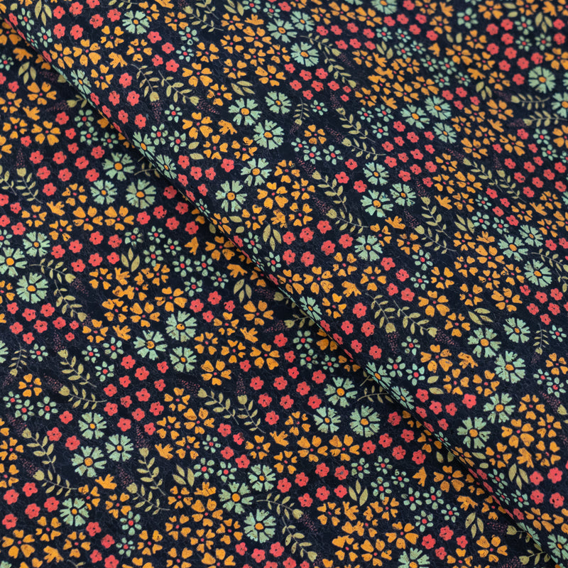 Dark Floral Cork Fabric COF-662