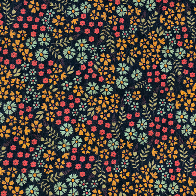 Dark Floral Cork Fabric COF-662