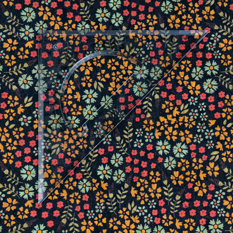 Dark Floral Cork Fabric COF-662