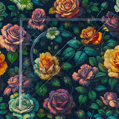 Dark Floral Rose Cork Fabric COF-659