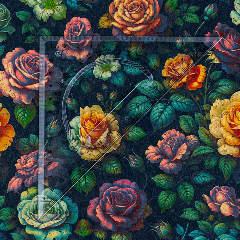 Dark Floral Rose Cork Fabric COF-659