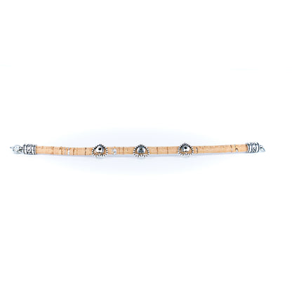 3mm round natural cork wire and alloy hardware handmade women's bracelet BR-515-MIX-6