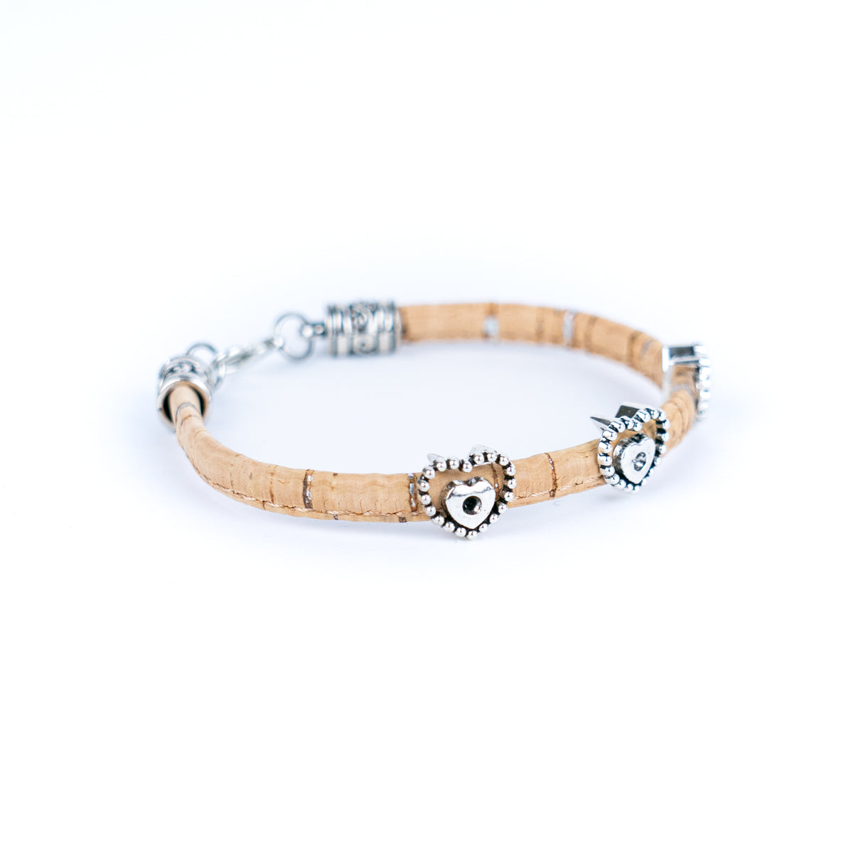 3mm round natural cork wire and alloy hardware handmade women's bracelet BR-515-MIX-6