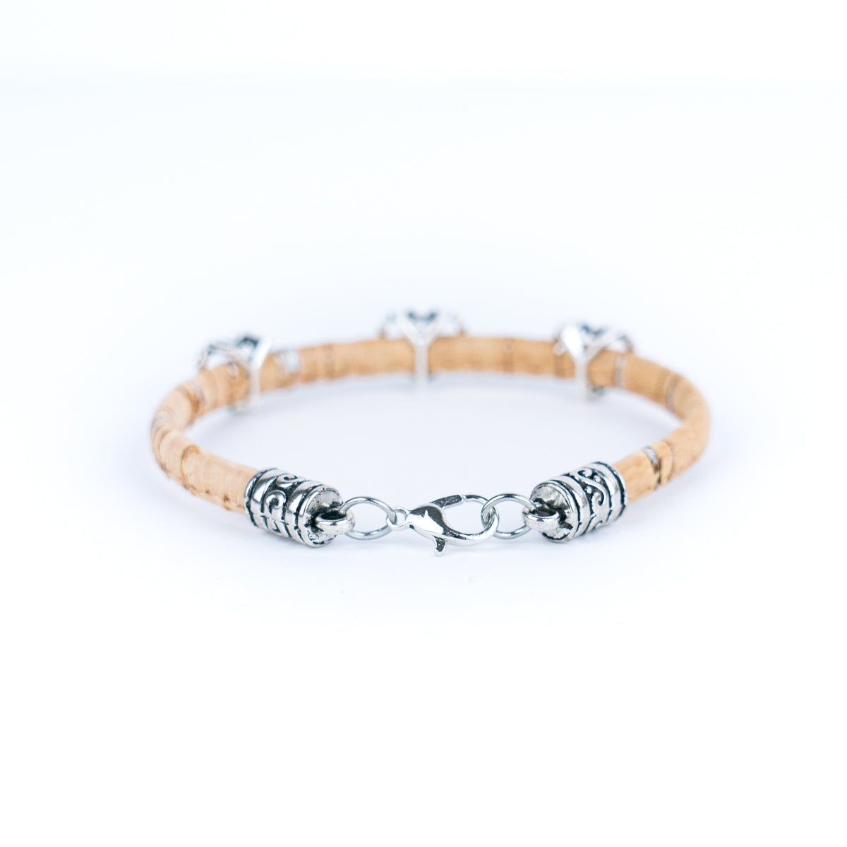 3mm round natural cork wire and alloy hardware handmade women's bracelet BR-515-MIX-6