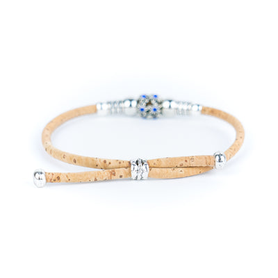 3mm round natural cork wire and alloy hardware handmade women's bracelet DBR-028-MIX-5