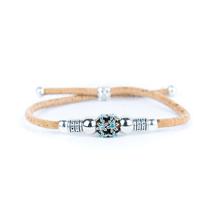 3mm round natural cork wire and alloy hardware handmade women's bracelet DBR-028-MIX-5