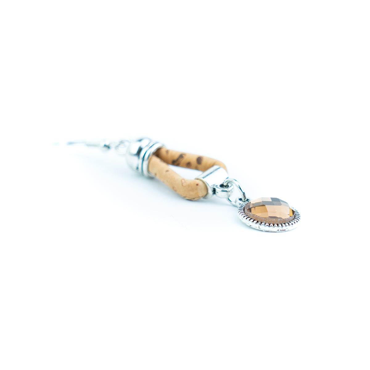 Portuguese Handmade 3mm Natural Cork Drop Earrings with Round Pattern Pendant – Pack of 5 Pairs-ER-211-5