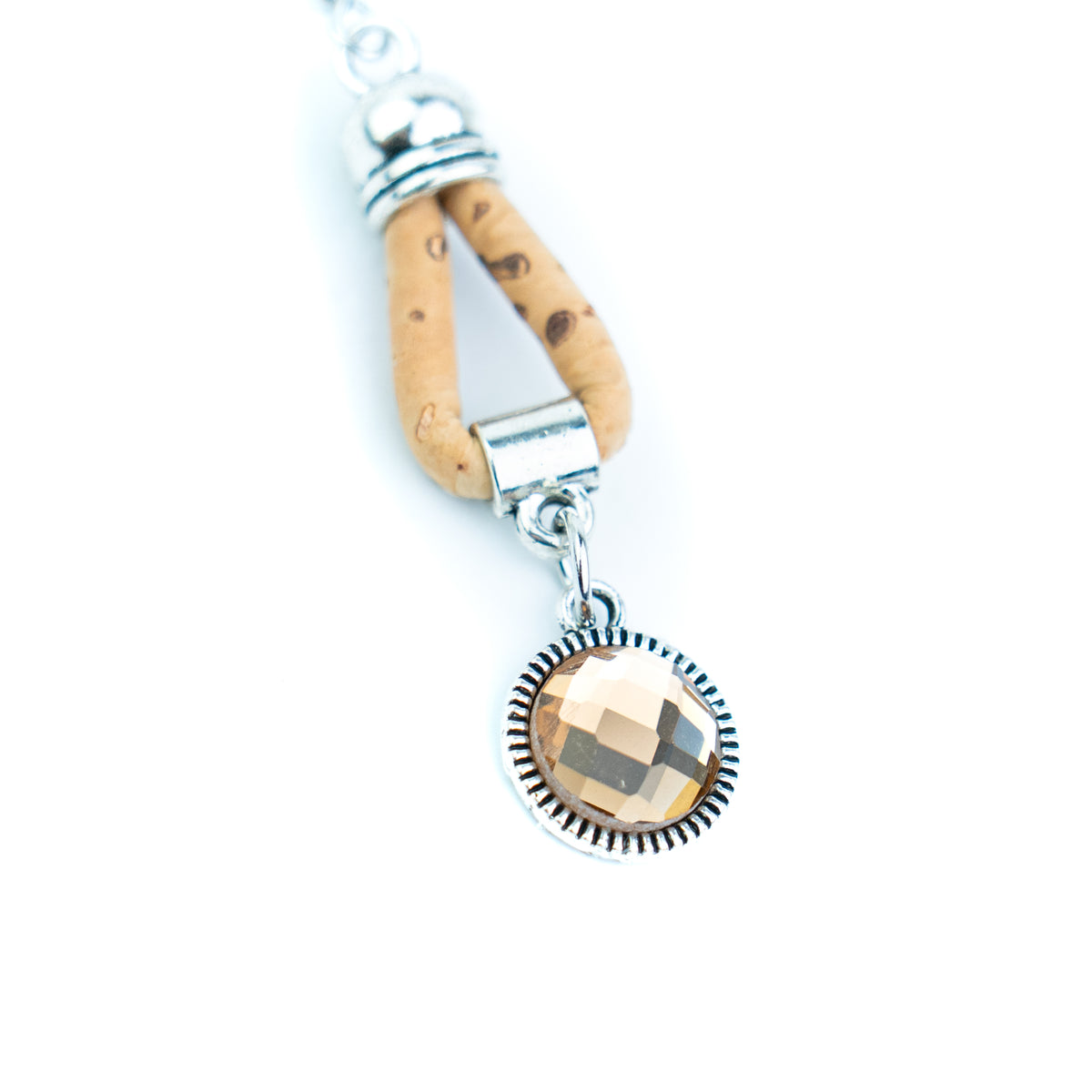 Portuguese Handmade 3mm Natural Cork Drop Earrings with Round Pattern Pendant – Pack of 5 Pairs-ER-211-5