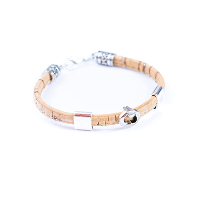 5mm flat Colored cork line and alloy hardware handmade women's bracelet BR-110-MIX-5